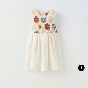 ZARA GIRLS COMBINATION CROCHET KNIT DRESS